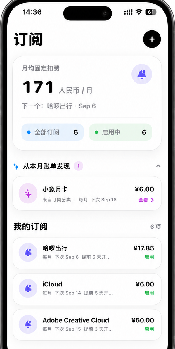 订阅管理界面